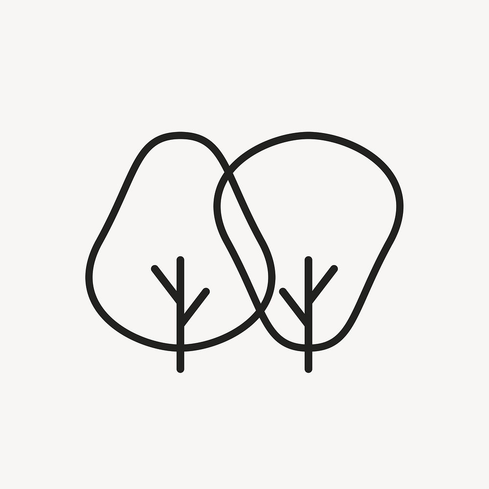 Tree icon, natural product symbol flat design psd illustration