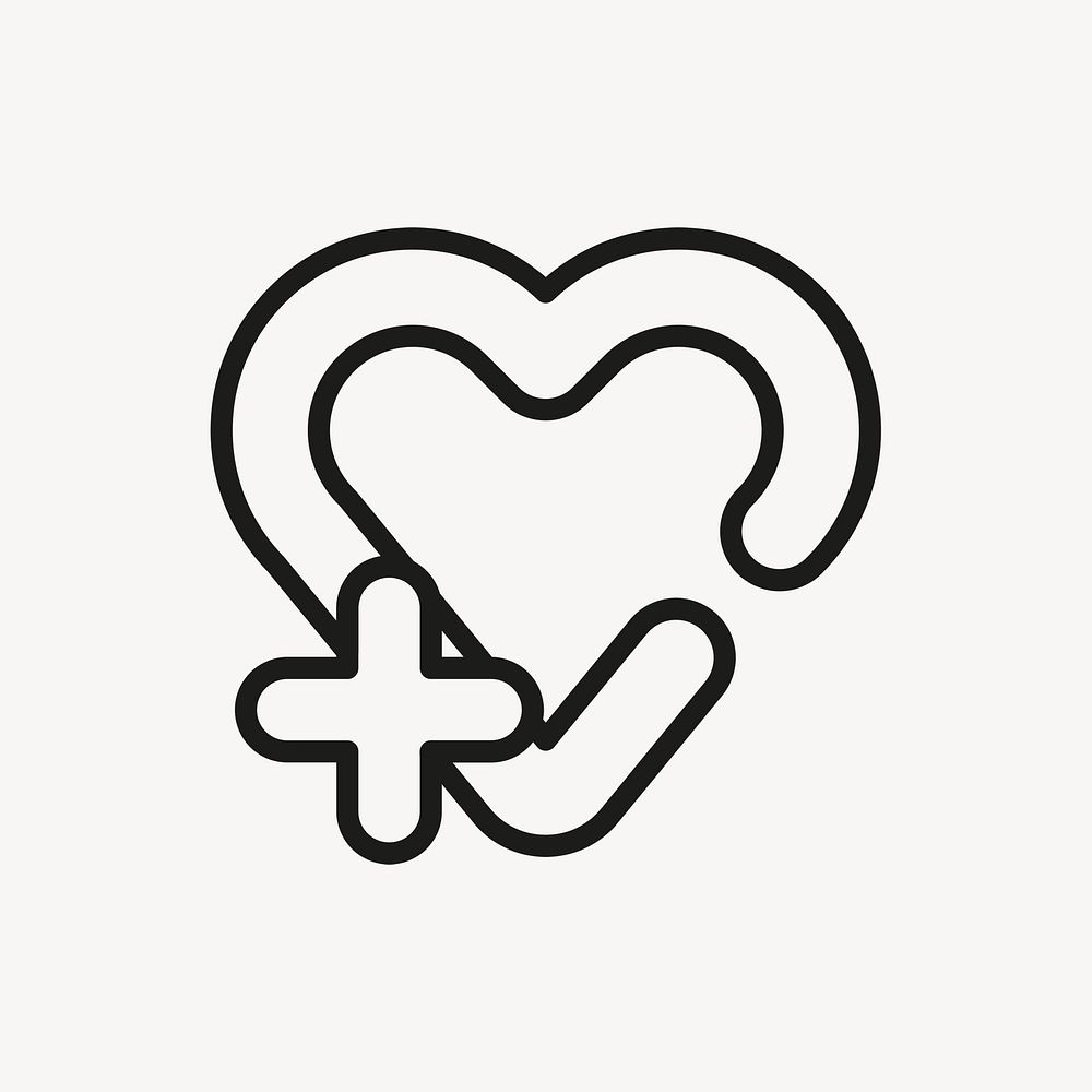 Heart icon, healthcare symbol flat design psd illustration