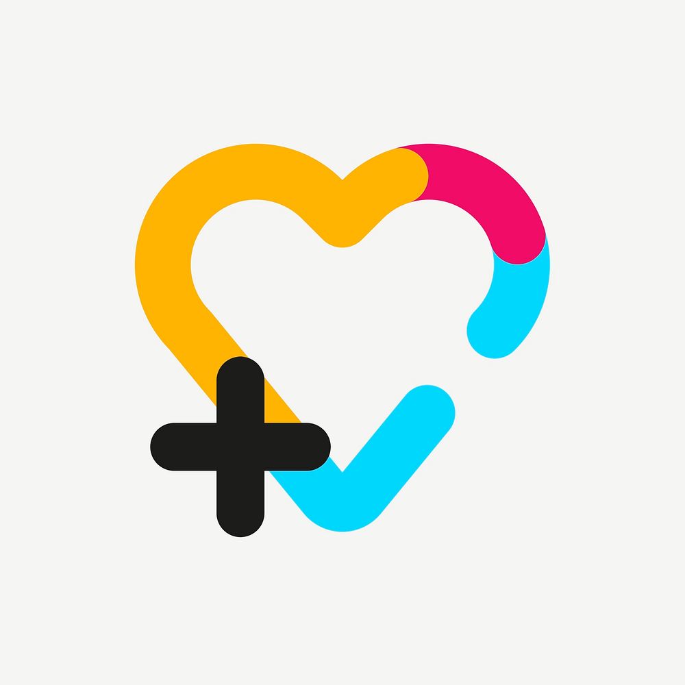 Heart icon, healthcare symbol flat design psd illustration