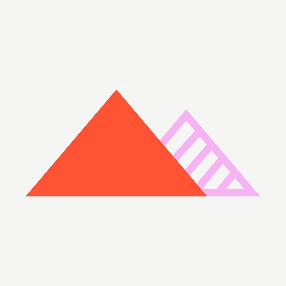 Triangle icons, red geometric shape, flat design psd illustration