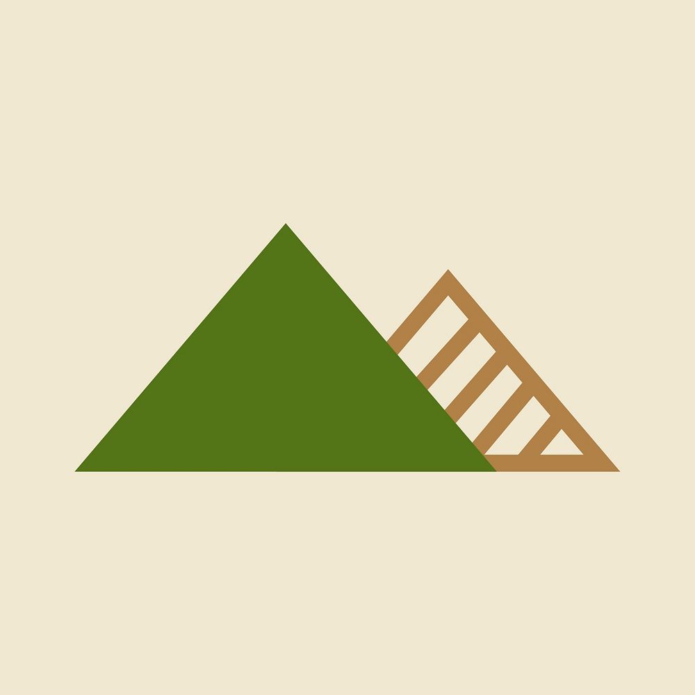 Triangle icons, green geometric shape, flat design psd illustration