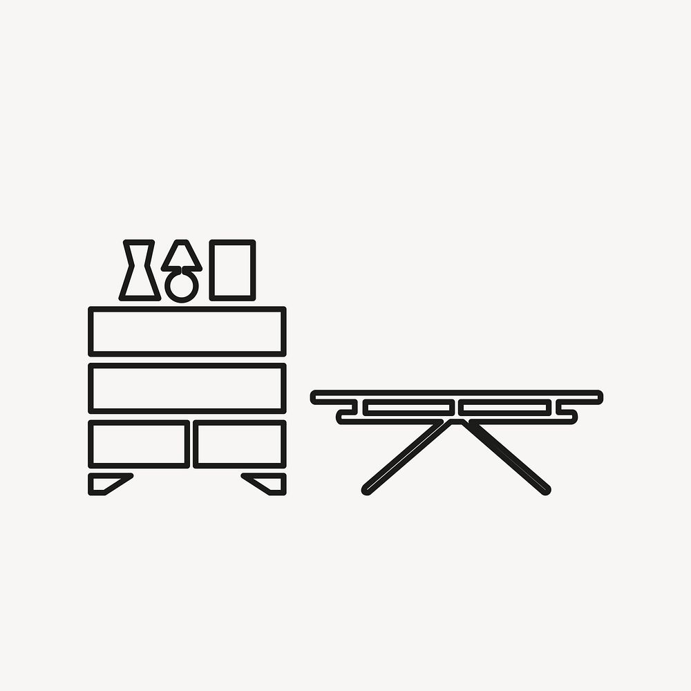Furniture icon, home decor symbol flat design psd illustration
