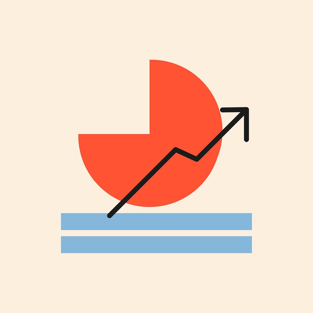 Pie chart icon, financial graph symbol flat design psd illustration