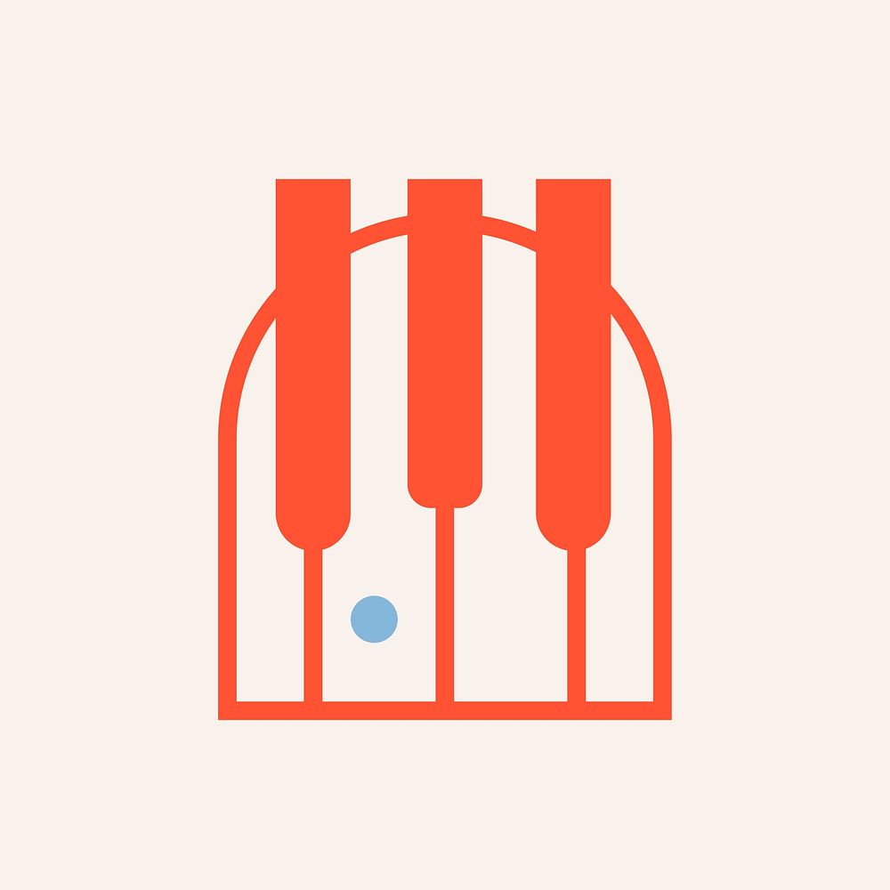 Piano icon, music symbol flat design psd illustration