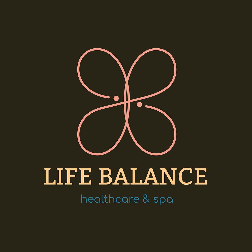 Spa logo template, health & wellness business branding design psd, life balance text