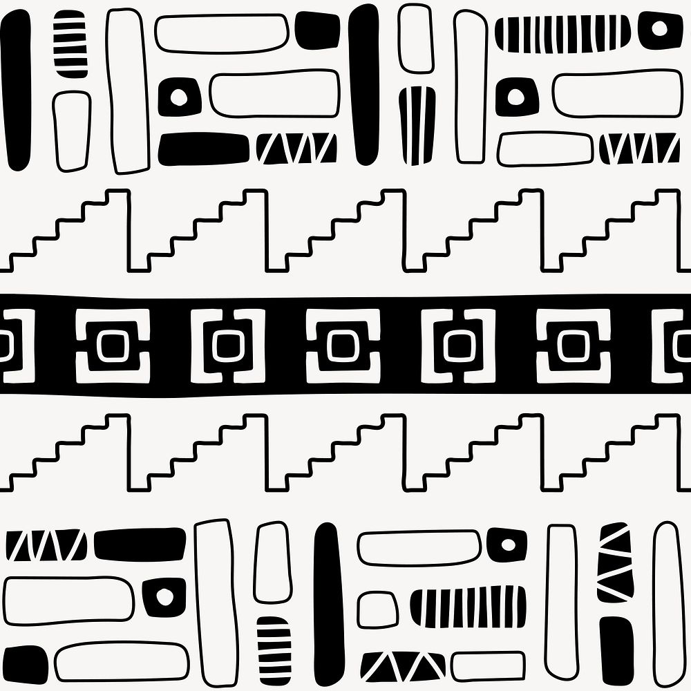 Pattern background, ethnic seamless aztec design, black and white geometric style, vector