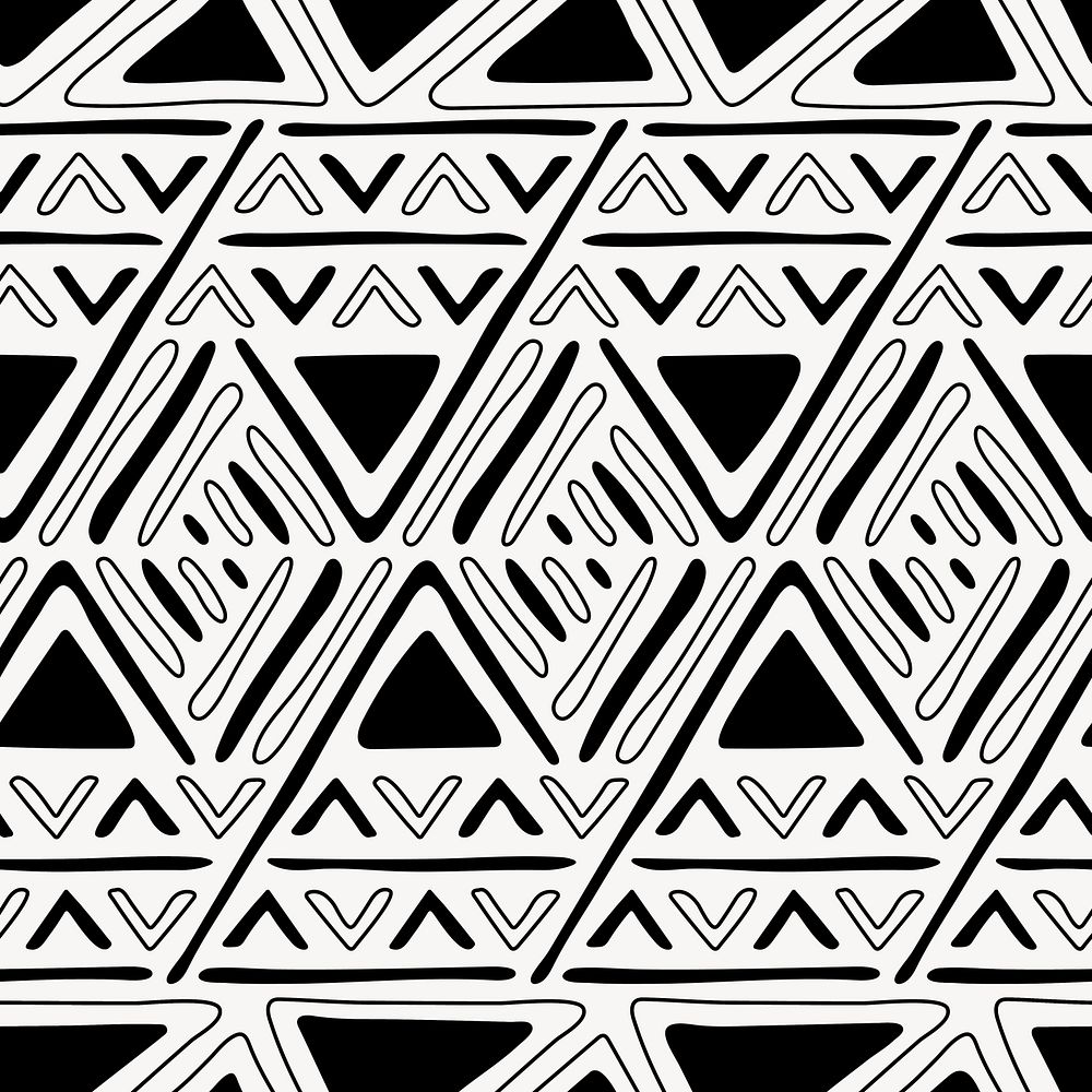 Ethnic pattern background, black and white seamless geometric design, vector