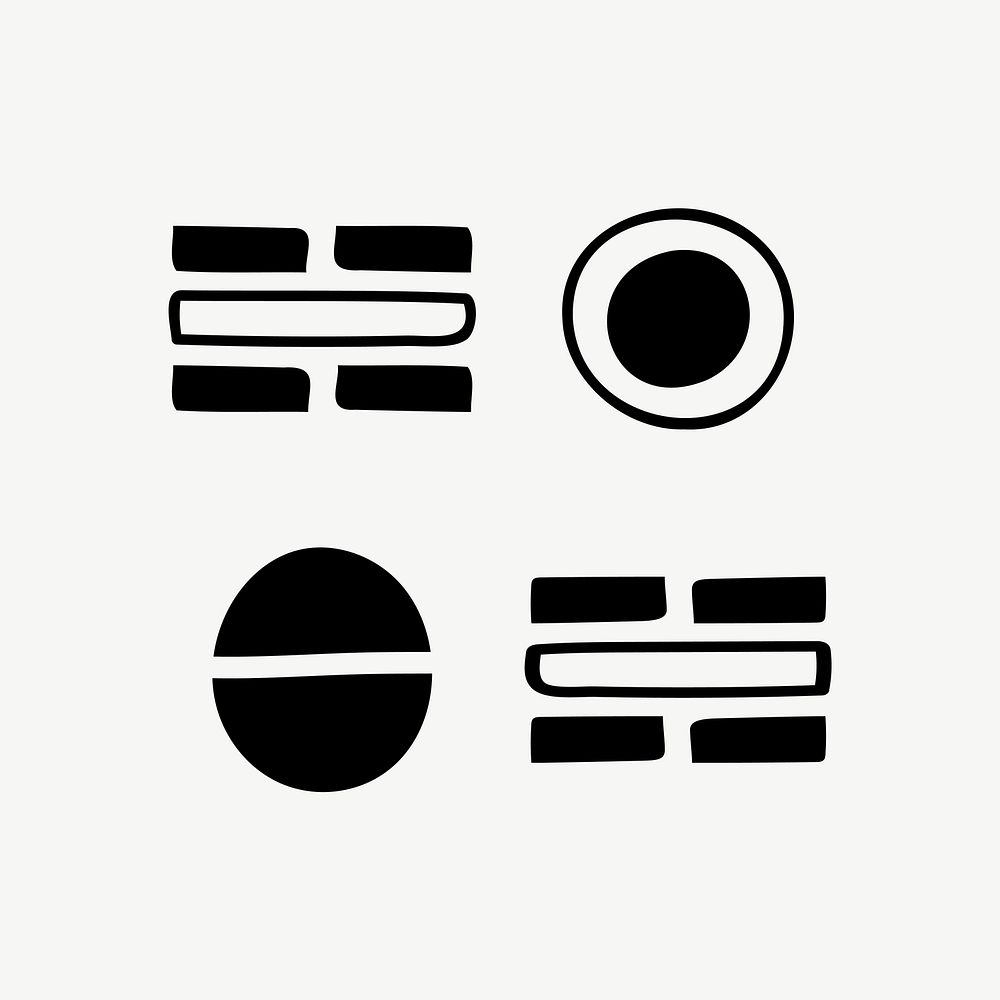 Ethnic shape sticker, black and white doodle aztec design, psd