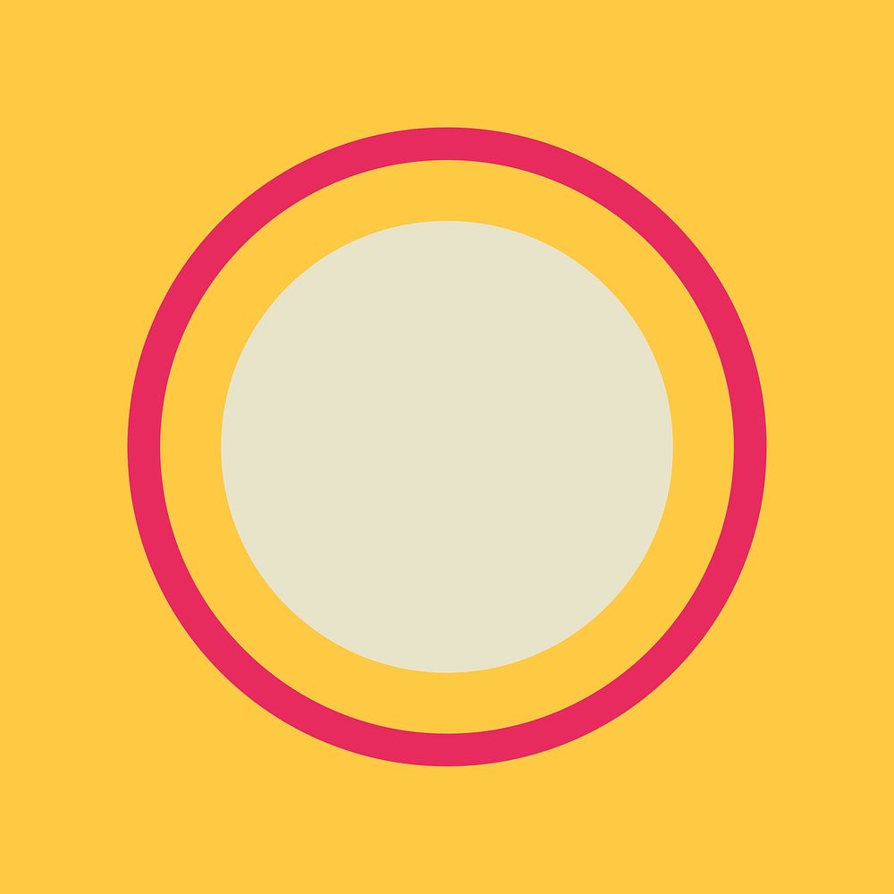 Retro circle frame, simple off white clipart psd