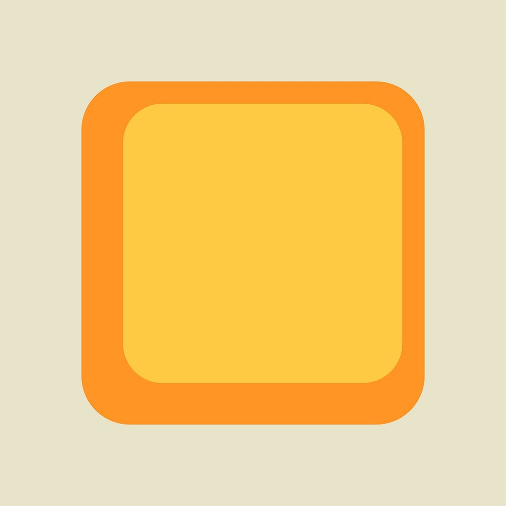 Retro square frame, simple yellow clipart psd