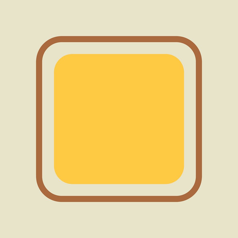 Retro square element, simple yellow clipart psd