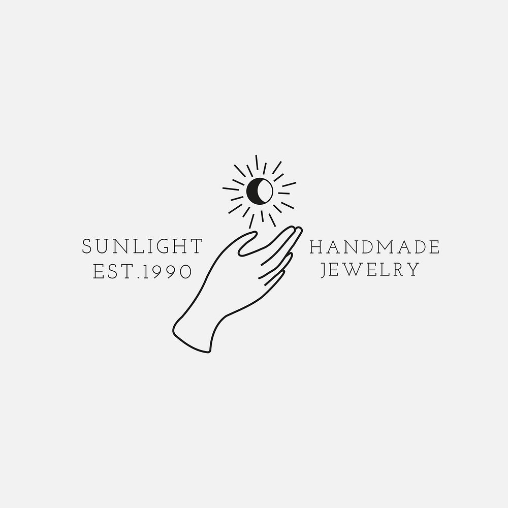 Aesthetic hand logo template, editable minimal design psd