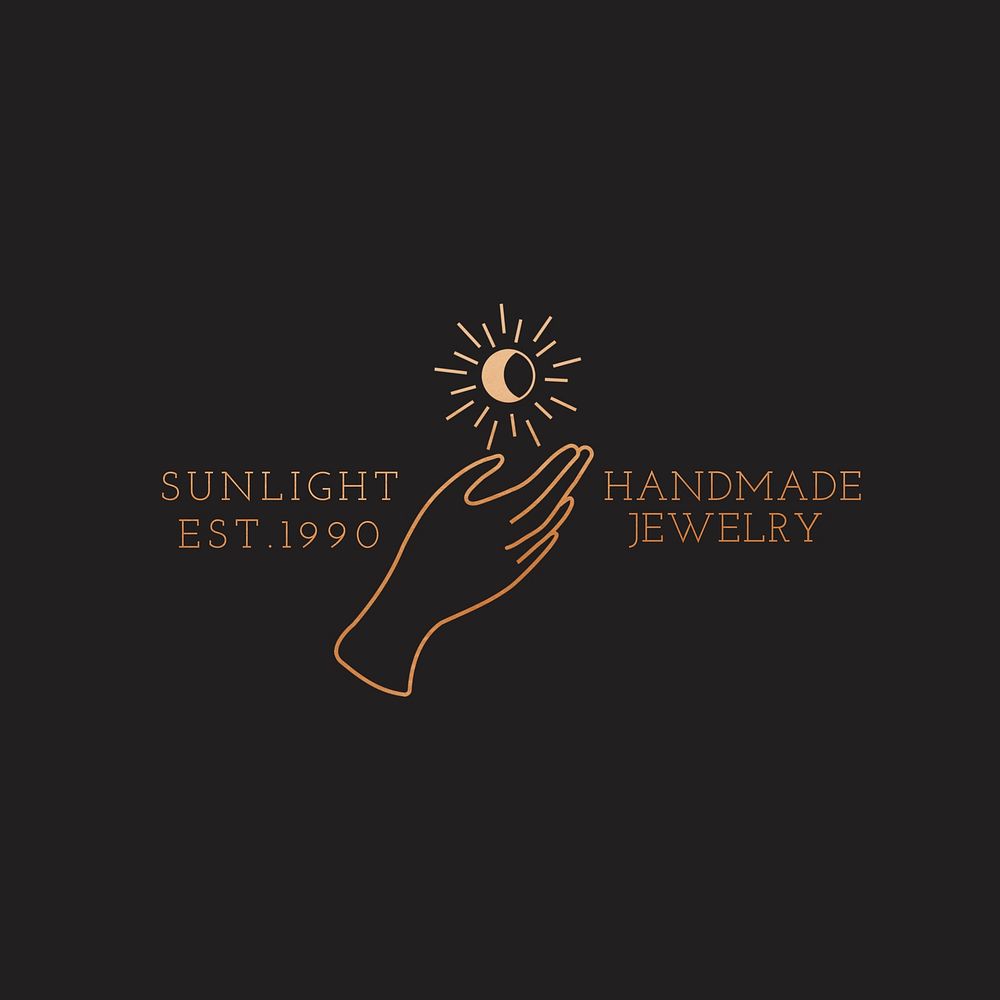 Aesthetic hand logo template, editable minimal design psd