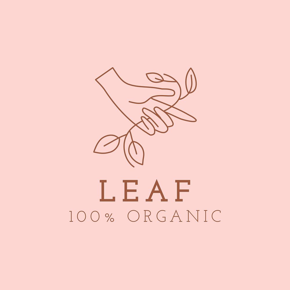 Organic logo template psd, health & wellness branding pink design