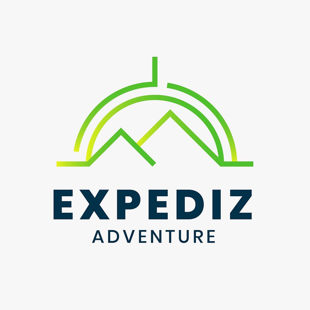 Adventure sports logo template, mountain climbing business graphic vector