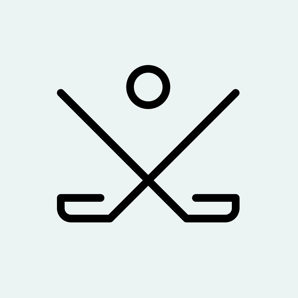 Hockey logo element, sports illustration in black minimal design psd