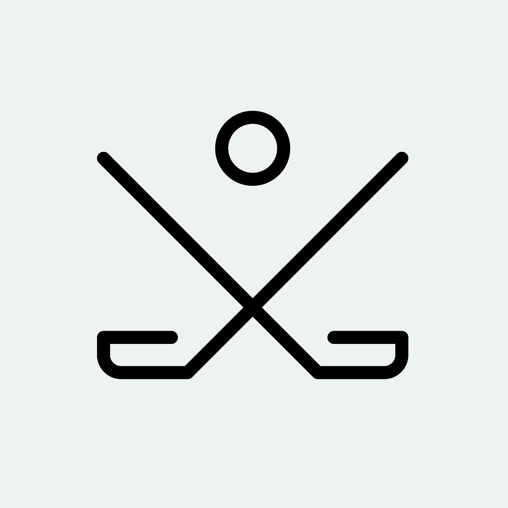 Hockey logo element, sports illustration in black minimal design vector