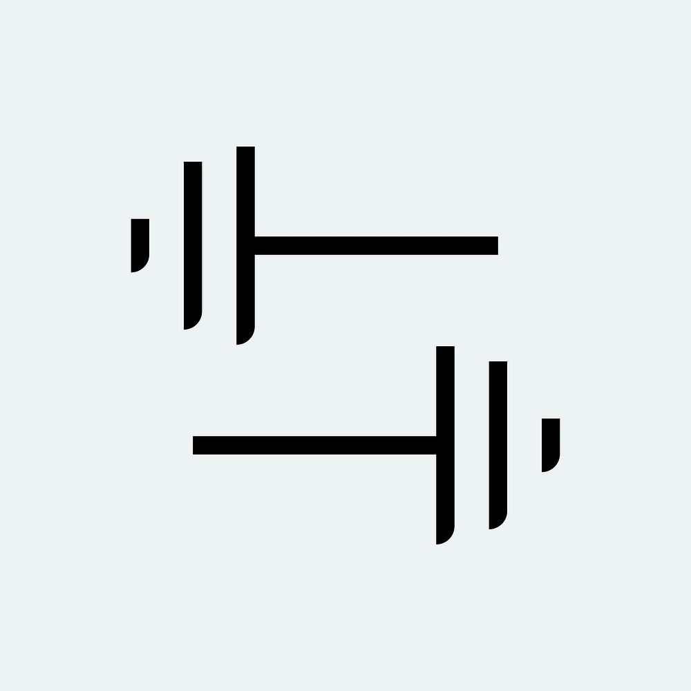 Barbell logo element, fitness gym symbol in minimal illustration vector
