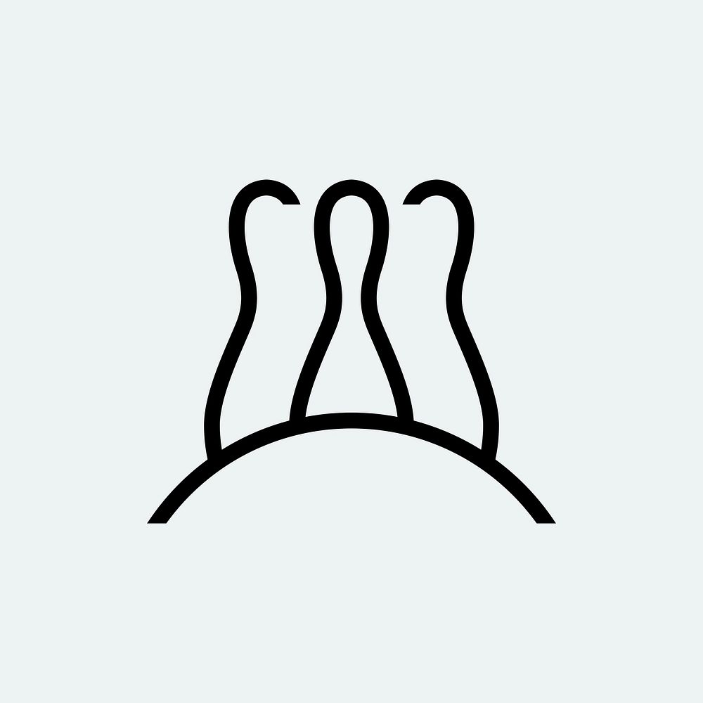 Bowling logo element, sports illustration in black minimal design