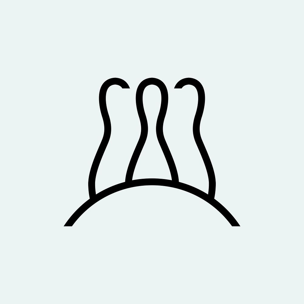 Bowling logo element, sports illustration in black minimal design psd