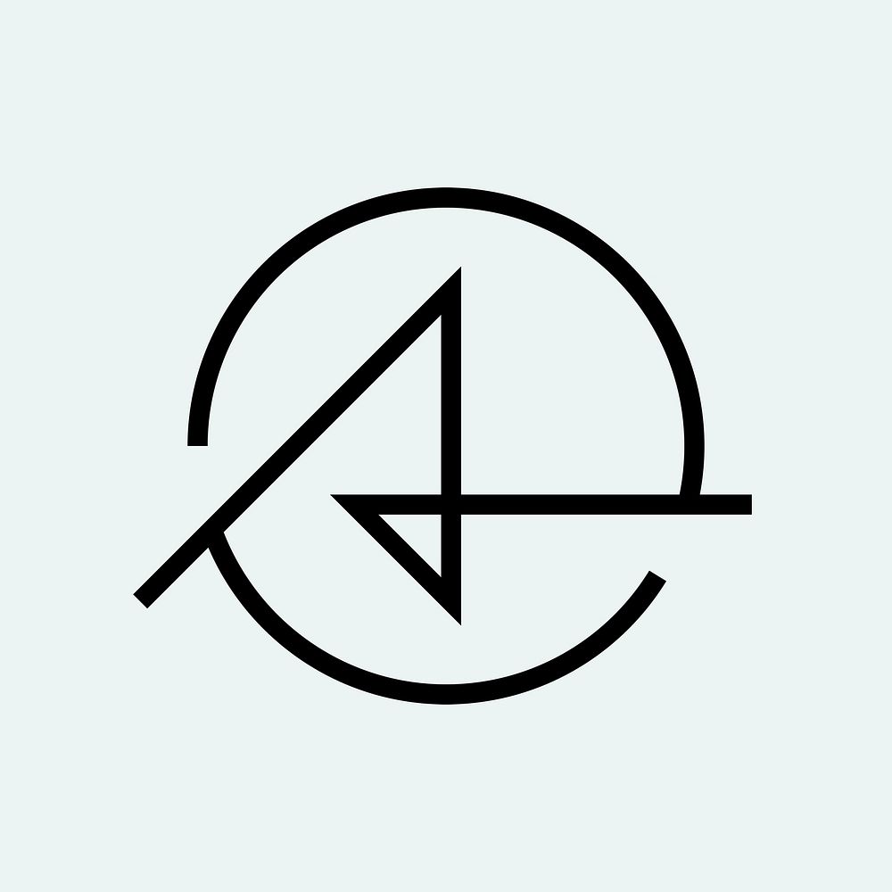 Abstract line logo element, black minimal design psd