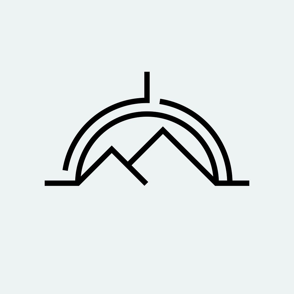 Mountain logo element, adventure sports, black minimal design vector