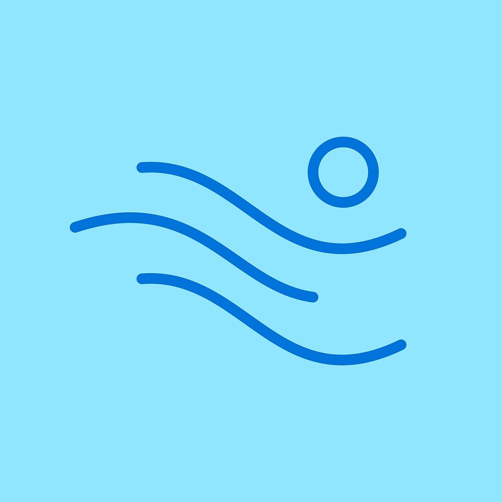 Blue wave logo element, sports illustration in colorful vector