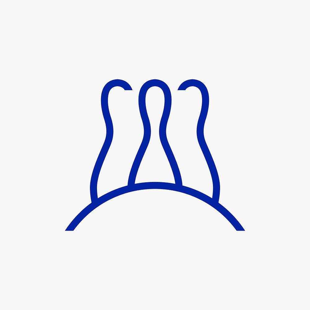 Bowling logo element, sports illustration in blue minimal design psd