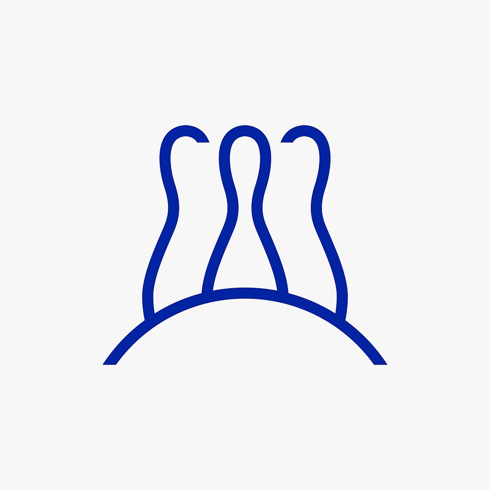 Bowling logo element, sports illustration in blue minimal design vector