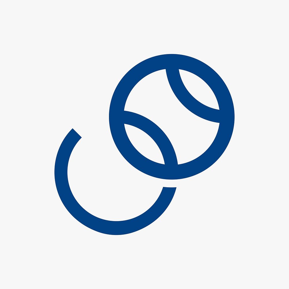 Tennis ball logo element, sports illustration in blue design