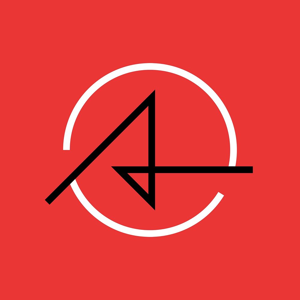 Abstract line logo element, black minimal design psd