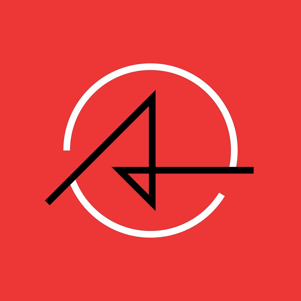 Abstract line logo element, black minimal design vector