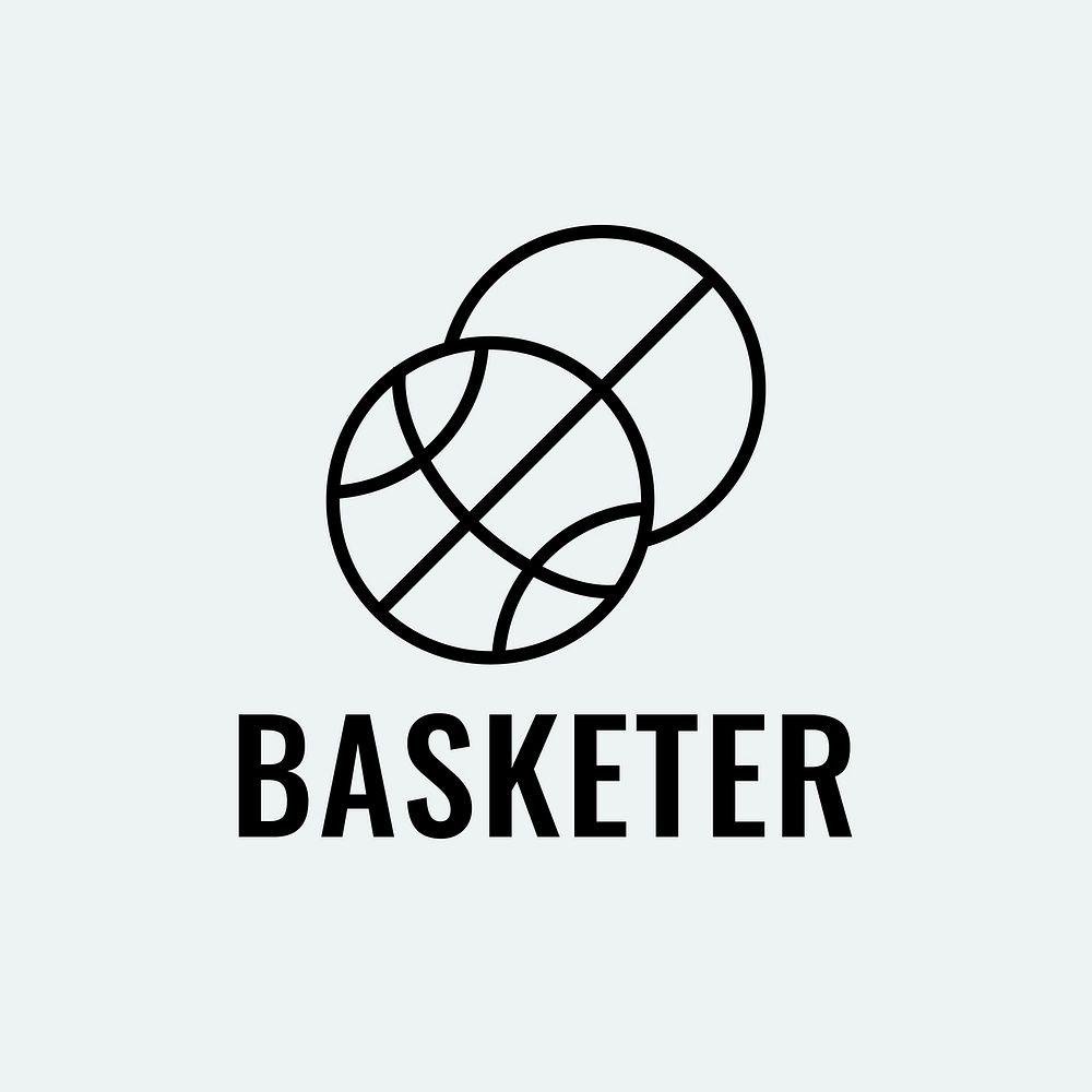 Basketball logo template, sports club business graphic in minimal design vector