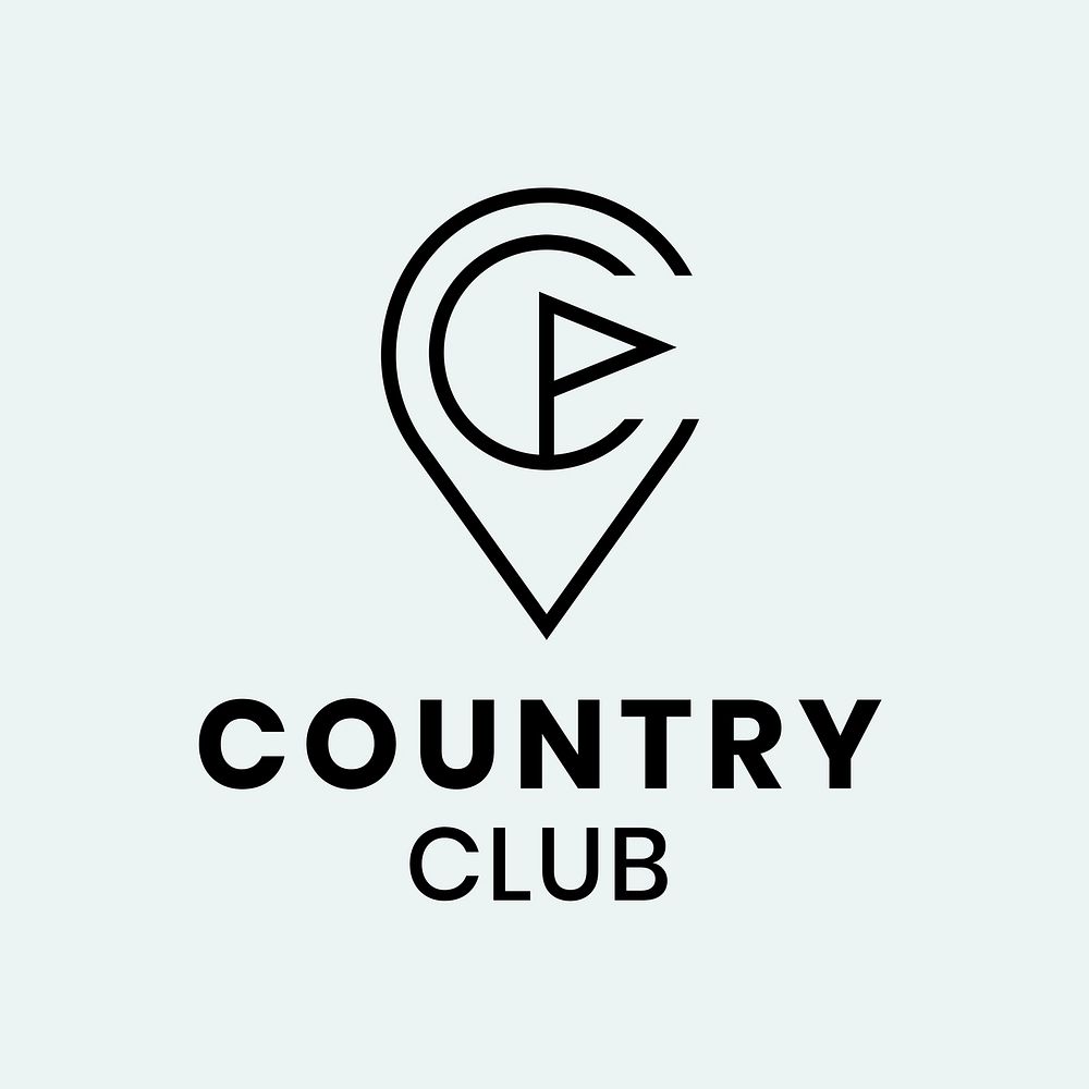 Country golf club logo template, professional business graphic psd