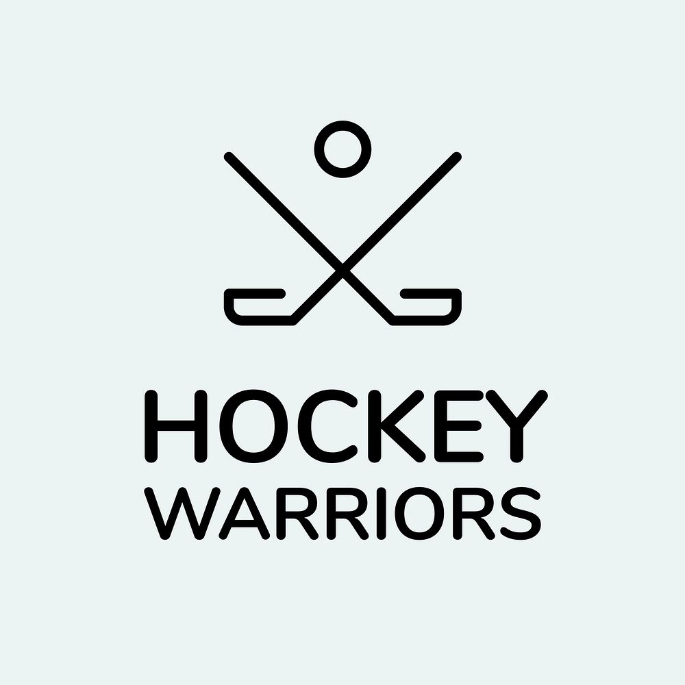 Hockey sports logo template, minimal business branding graphic psd