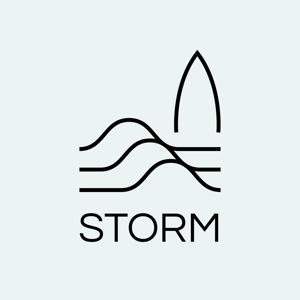 Surfing sports logo template, minimal business branding graphic psd