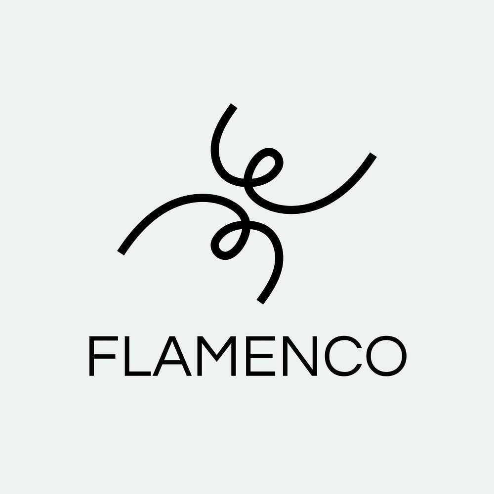 Flamenco dancing logo template, sports club graphic in minimal design vector
