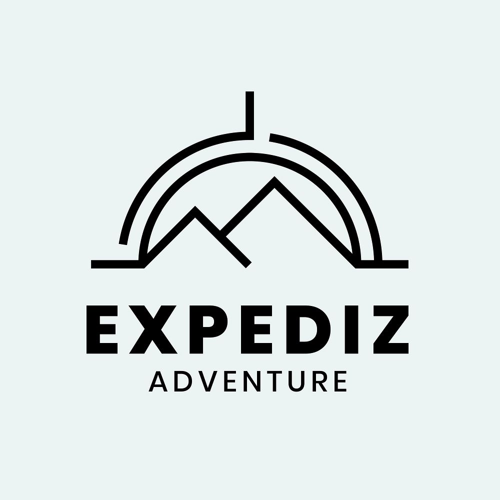 Adventure sports logo template, mountain climbing business graphic psd