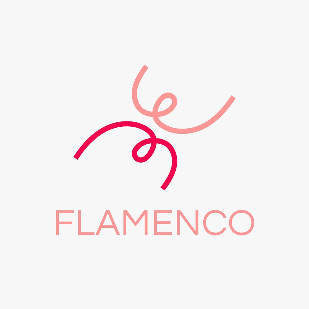 Flamenco dancing logo template, sports club graphic in modern design psd