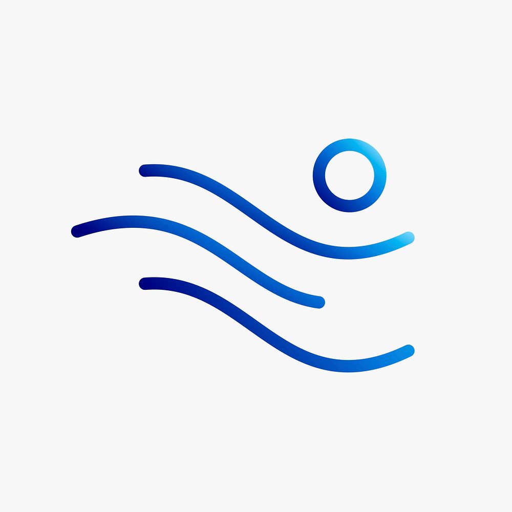 Gradient wave logo element, sports illustration in blue psd