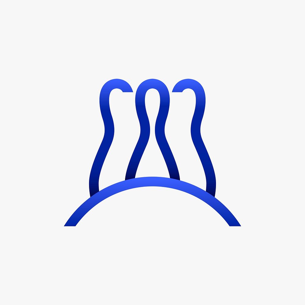 Bowling logo element, sports illustration in blue gradient design