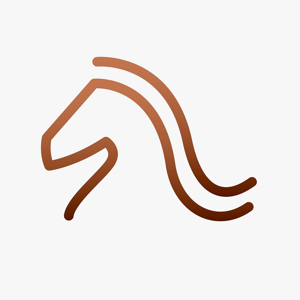 Horse logo element, equestrian sports in gradient design psd