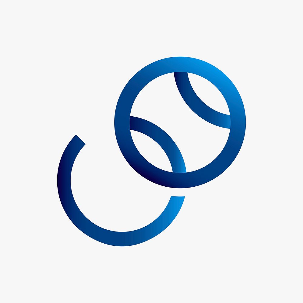 Tennis ball logo element, sports illustration in blue gradient design vector
