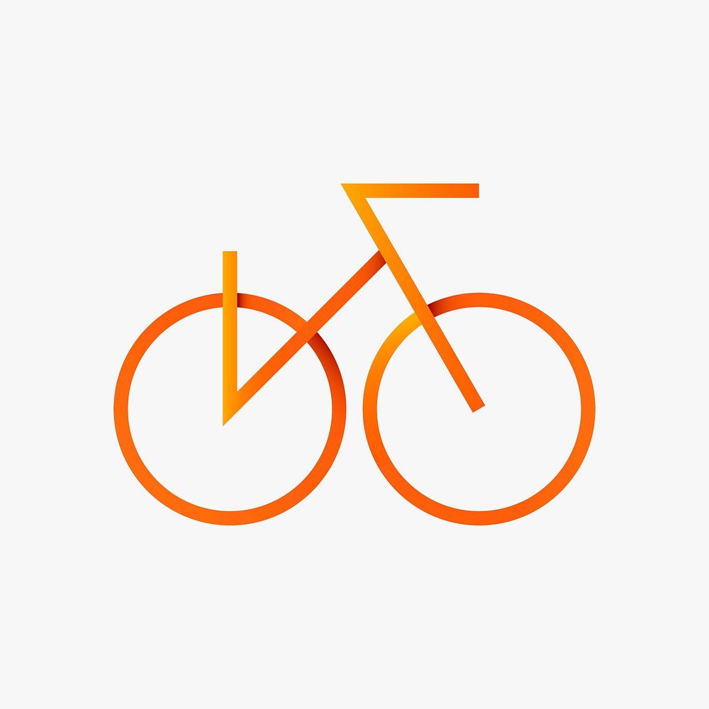 Bicycle logo element, cycle sports, orange gradient design psd