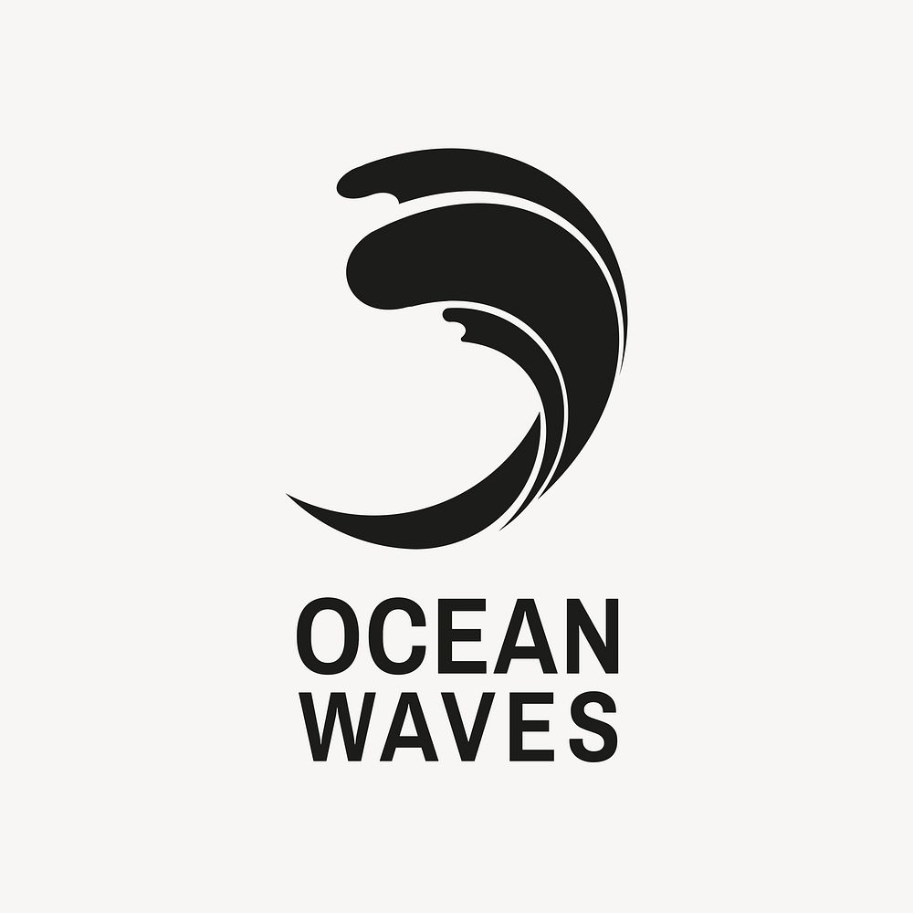 Ocean wave logo template, water business, animated graphic psd