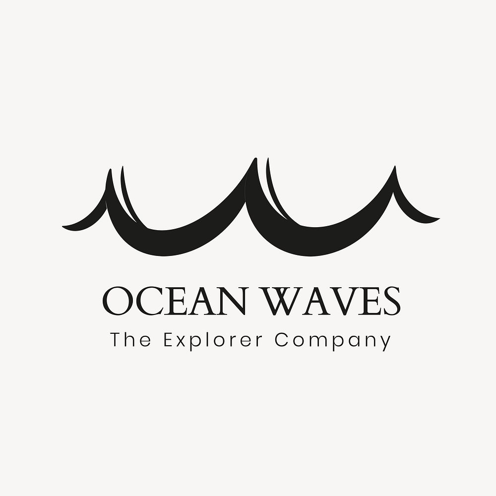 Ocean wave logo template, travel business, animated water graphic psd