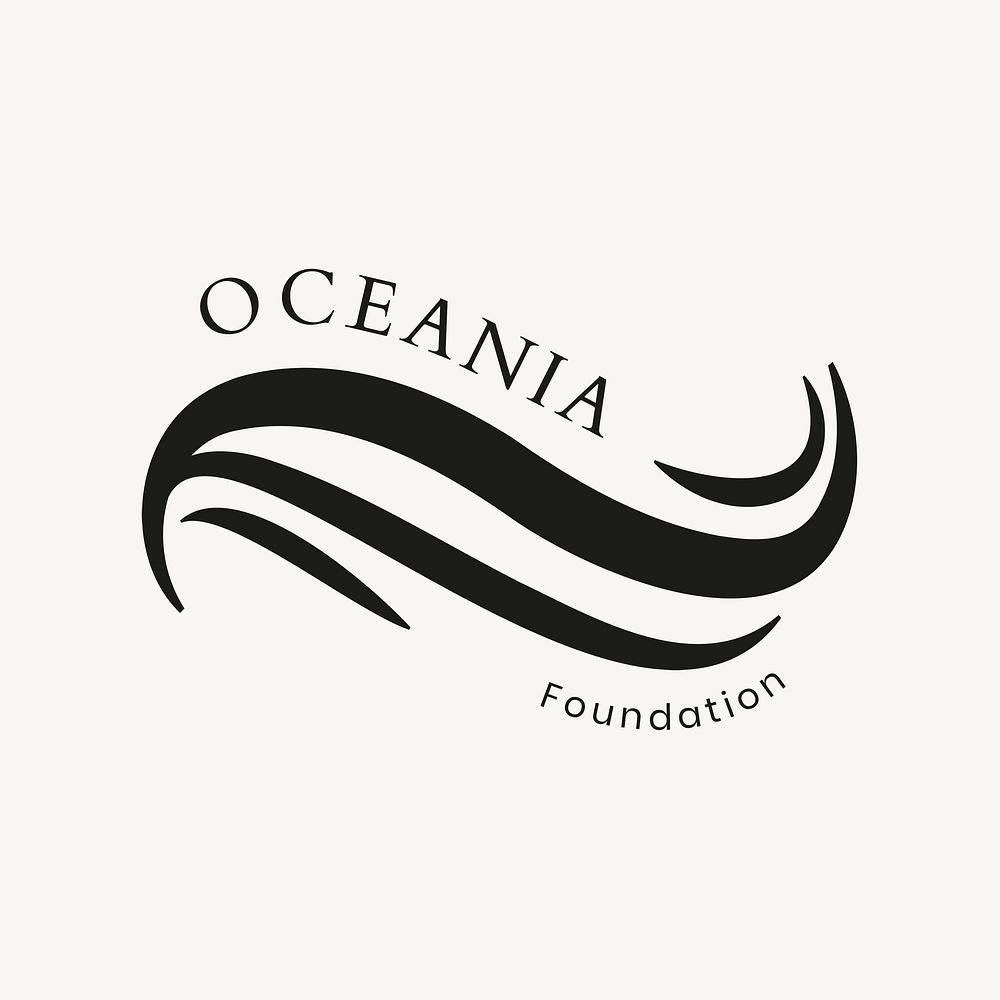 Ocean wave logo template, foundation business, animated graphic psd