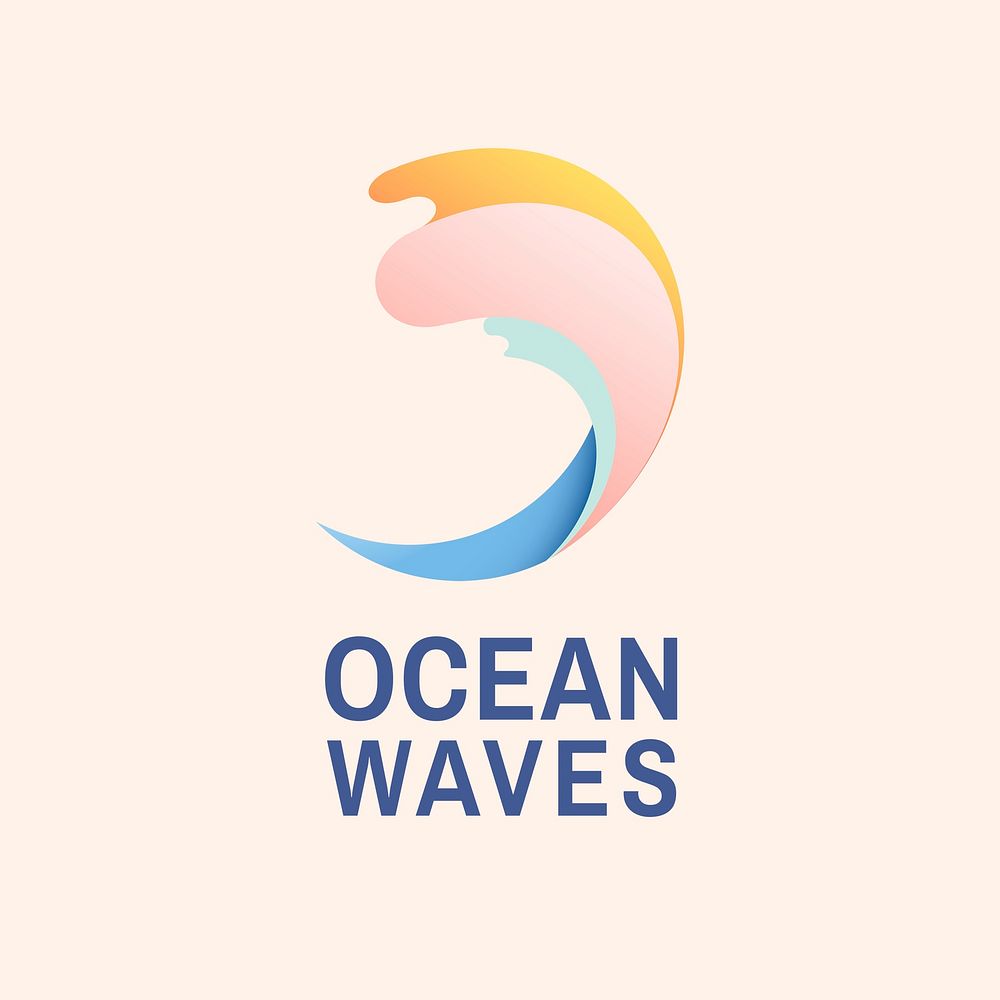 Ocean wave logo template, water business, professional graphic psd