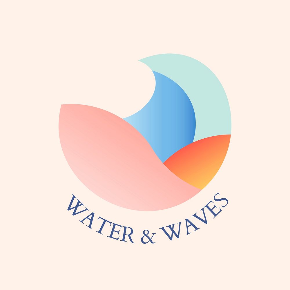 Sea wave logo template, water business, animated graphic psd