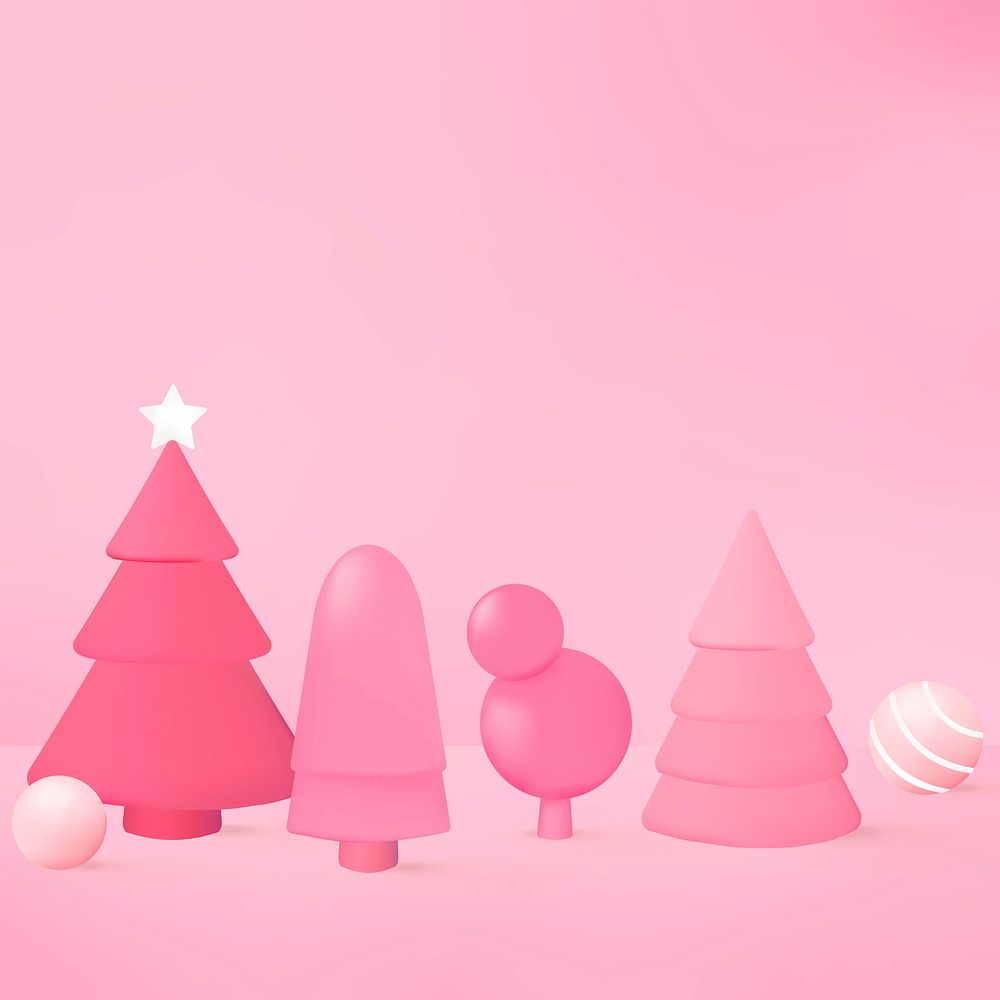 Pink Christmas background, festive and cute design vector